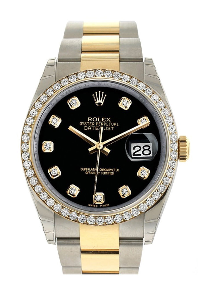 ROLEX 116243 Datejust 36 Black Dial Diamond Ladies watch WatchGuyNYC