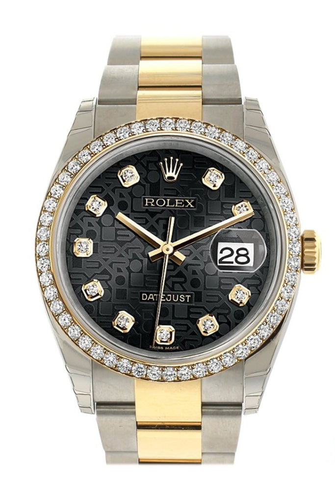 Rolex Datejust 36 Black Jubilee Design Set With Diamonds Dial 18K White Gold Diamond Bezel Ladies
