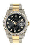 Rolex Datejust 36 Black Jubilee design set with diamonds Dial 18k White Gold Diamond Bezel Ladies Watch 116243