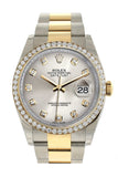 Rolex Datejust 36 Silver Set With Diamonds Dial 18K White Gold Diamond Bezel Ladies Watch 116243