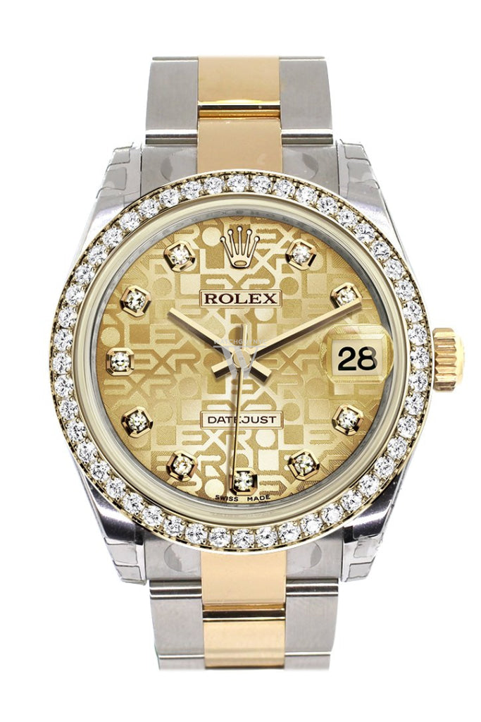 ROLEX 178383 Datejust 31 Champagne Diamond Dial Diamond Bezel 18k ...