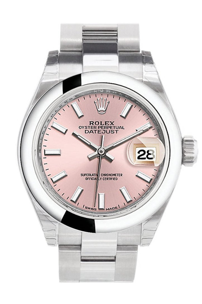 Rolex Datejust 28 Pink Dial Stainless Steel Ladies Watch 279160
