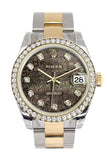 Rolex Datejust 31 Black mother-of-pearl Jubilee design Diamond Dial Diamond Bezel Yellow Gold Two Tone Watch 178383