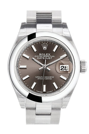 Rolex Datejust 28 Dark Grey Dial Steel Ladies Watch 279160