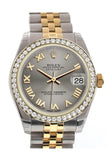 Rolex Datejust 31 Steel Roman Dial Diamond Bezel Jubilee Yellow Gold Two Tone Watch 178383