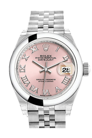 Rolex Datejust 28 Pink Roman Dial Steel Jubilee Ladies Watch 279160