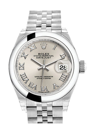 Rolex Datejust 28 Silver Roman Dial Steel Jubilee Ladies Watch 279160