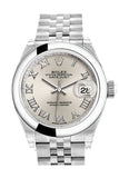 Rolex Datejust 28 Silver Roman Dial Steel Jubilee Ladies Watch 279160 NP