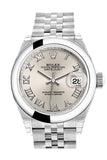 Rolex Datejust 28 Silver Roman Dial Steel Jubilee Ladies Watch 279160 NP
