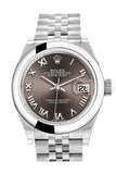 Rolex Datejust 28 Dark Grey Dial Steel Jubilee Ladies Watch 279160 NP
