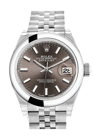 Rolex Datejust 28 Dark Grey Dial Steel Jubilee Ladies Watch 279160