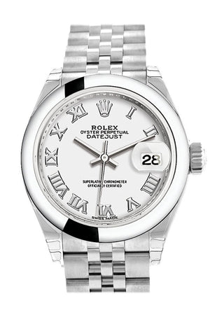 Rolex Datejust 28 White Roman Dial Steel Jubilee Ladies Watch 279160