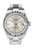 Rolex Datejust 28 Silver Dial Fluted Bezel Steel Ladies Watch 279174