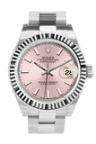 Rolex Datejust 28 Pink Dial Fluted Bezel Steel Ladies Watch 279174