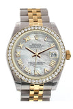 Rolex Datejust 31 White Mother-Of-Pearl Roman Dial Diamond Bezel Jubilee Yellow Gold Two Tone Watch