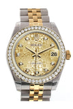 Rolex Datejust 31 Champagne Jubilee design Diamond Dial Diamond Bezel Jubilee Yellow Gold Two Tone Watch 178383