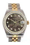 Rolex Datejust 31 Black mother-of-pearl Jubilee Diamond Dial Diamond Bezel Jubilee Yellow Gold Two Tone Watch 178383
