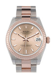 Rolex Datejust 31 Rose Dial Fluted Bezel 18K Everose Gold Two Tone Watch 278271
