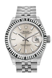 Rolex Datejust 28 Silver Dial Fluted Bezel Steel Jubilee Ladies Watch 279174