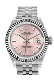 Rolex Datejust 28 Pink Dial Fluted Bezel Steel Jubilee Ladies Watch 279174