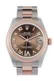 Rolex Datejust 31 Chocolate Large VI set with diamonds Dial Fluted Bezel 18K Everose Gold Two Tone Watch 278271