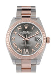 Rolex Datejust 31 Rhodium Large VI set with diamonds Dial Fluted Bezel 18K Everose Gold Two Tone Watch 278271
