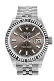 Rolex Datejust 28 Dark Grey Dial Fluted Bezel Steel Jubilee Ladies Watch 279174