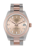 Rolex Datejust 31 Rose Diamond Dial Fluted Bezel 18K Everose Gold Two Tone Watch 278271