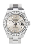 Rolex Datejust 28 Silver Dial Diamond Bezel Steel Ladies Watch 279384RBR NP