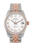 Rolex Datejust 31 White Roman Dial Fluted Bezel 18K Everose Gold Two Tone Jubilee Watch 278271