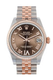 Rolex Datejust 31 Chocolate Large Vi Set With Diamonds Dial Fluted Bezel 18K Everose Gold Two Tone