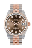 Rolex Datejust 31 Chocolate Diamond Dial Fluted Bezel 18K Everose Gold Two Tone Jubilee Watch 278271