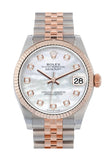 Rolex Datejust 31 Pearl Diamond Dial Fluted Bezel 18K Everose Gold Two Tone Jubilee Watch 278271