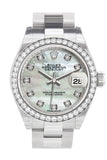 Rolex Datejust 28 Pearl set with Diamonds Dial Diamond Bezel Steel Ladies Watch 279384RBR NP