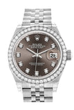 Rolex Datejust 28 Dark Grey Set With Diamonds Dial Diamond Bezel Steel Jubilee Ladies Watch
