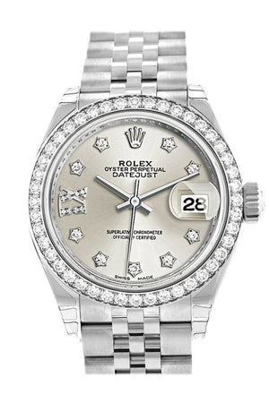 Rolex Datejust 28 Silver Roman Large Vi Set With Diamonds Dial Diamond Bezel Steel Jubilee Ladies