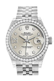 Rolex Datejust 28 Silver Roman Large VI set with Diamonds Dial Diamond Bezel Steel Jubilee Ladies Watch 279384RBR NP