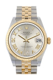 Rolex Datejust 31 Silver Large Vi Set With Diamonds Dial Fluted Bezel 18K Yellow Gold Two Tone