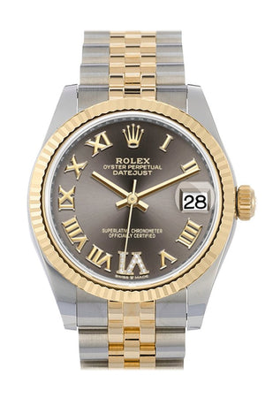 Rolex Datejust 31 Dark Grey Large Vi Set With Diamonds Dial Fluted Bezel 18K Yellow Gold Two Tone