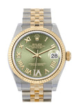 Rolex Datejust 31 Olive Green Large VI set with Diamonds Dial Fluted Bezel 18K Yellow Gold Two Tone Jubilee Watch 278273 NP