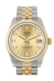 Rolex Datejust 31 Champagne Diamond Dial Fluted Bezel 18K Yellow Gold Two Tone Jubilee Watch 278273 NP