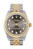Rolex Datejust 31 Dark Grey Dial Fluted Bezel 18K Yellow Gold Two Tone Jubilee Watch 278273