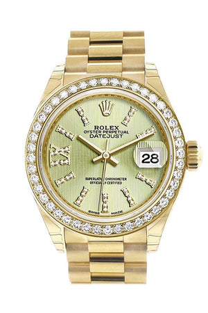Rolex Datejust 28 Linden Large Roman Diamond Dial Bezel President Ladies Watch 279138Rbr