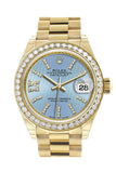 Rolex Datejust 28 Cornlower blue Roman Diamond Dial Diamond Bezel President Ladies Watch 279138RBR 279138 NP