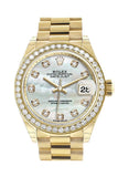 Rolex Datejust 28 Pearl Diamond Dial Bezel President Ladies Watch 279138Rbr