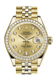 Rolex Datejust 28 Champagne Diamond Dial Diamond Bezel Jubilee Ladies Watch 279138RBR NP