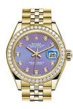 Rolex Datejust 28 Lavendar Diamond Dial Diamond Bezel Jubilee Ladies Watch 279138RBR NP