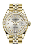 Rolex Datejust 28 Silver Diamond Dial Diamond Bezel Jubilee Ladies Watch 279138RBR NP