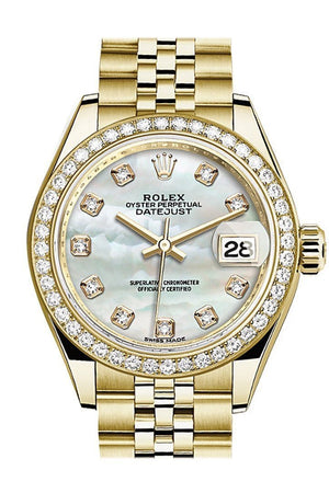Rolex Datejust 28 Pearl Dia Diamond Dial Bezel Jubilee Ladies Watch 279138Rbr / None