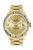 Rolex Datejust 28 Champagne Roman Dial Fluted Bezel President Ladies Watch 279178